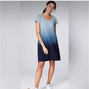 Pure Jill Indigo T-Shirt Dress Womens Medium Petite Blue Ombre Cotton A-Line